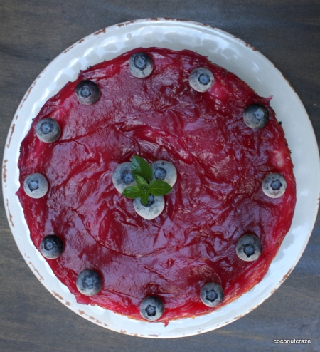 Blueberry topped cheesecake