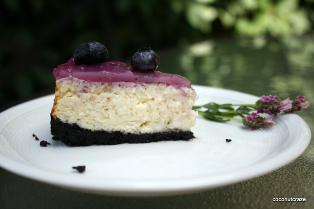 Oreo crust blueberry cheesecake